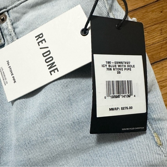 NWT RE/DONE COMFORT STRETCH HIGH RISE STOVE PIPE - Picture 7 of 8